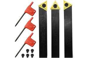 GBJ 3pcs 1/2inch Indexable Carbide Lathe Turning Tool Holder Mrtal Lathe Cutting Tools withTCMT16T304 TCMT32.51 Carbide Inserts TCMT32.51 Repalcement Carbide Turning Inserts