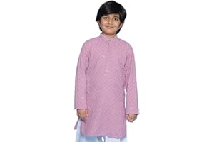 AJ DEZINES Kids Cotton Sequined Kurta for Boys - Ethnic wear |Indian Chikankari Kurta for Boys