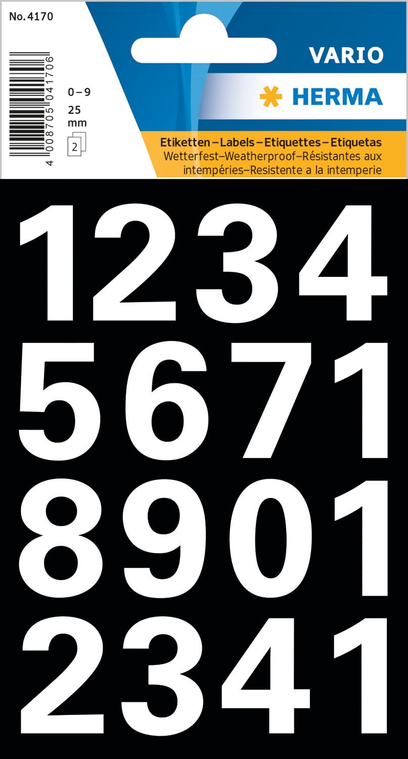 Herma 4170 Numbers 0–9 Weather MM 25 Sheets White