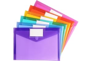Tamaki 6 Pack Plastic Envelopes Poly Envelope Folder Clear Document Plastic File Folders Organization with Hook & Loop Closure, Letter Size/A4 Size, Envelope Folders for School Office