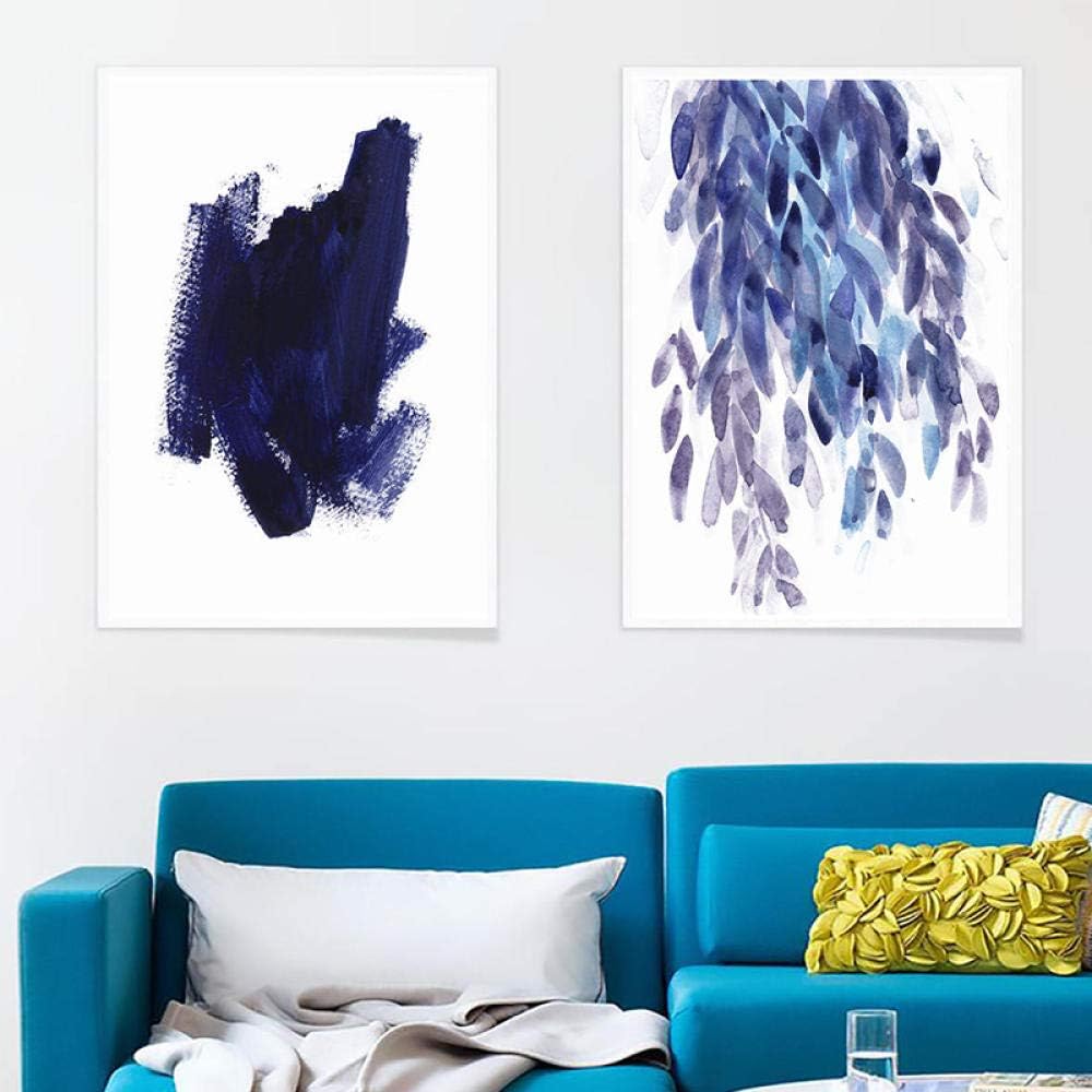 Suuyar Acuarela Moderna Minimalista Flor Azul Pintura al óleo Abstracta