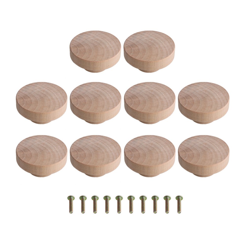 20pcs Round Unfinished Wood Drawer Knobs Pulls Handles Cabinet