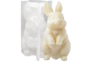 ZAKVOOR 3D Rabbit Candle Silicone Molds Easter Bunny Resin Casting Mould for DIY Candle Making Polymer Clay Craft Plaster Home Decoration (Standing Bunny)