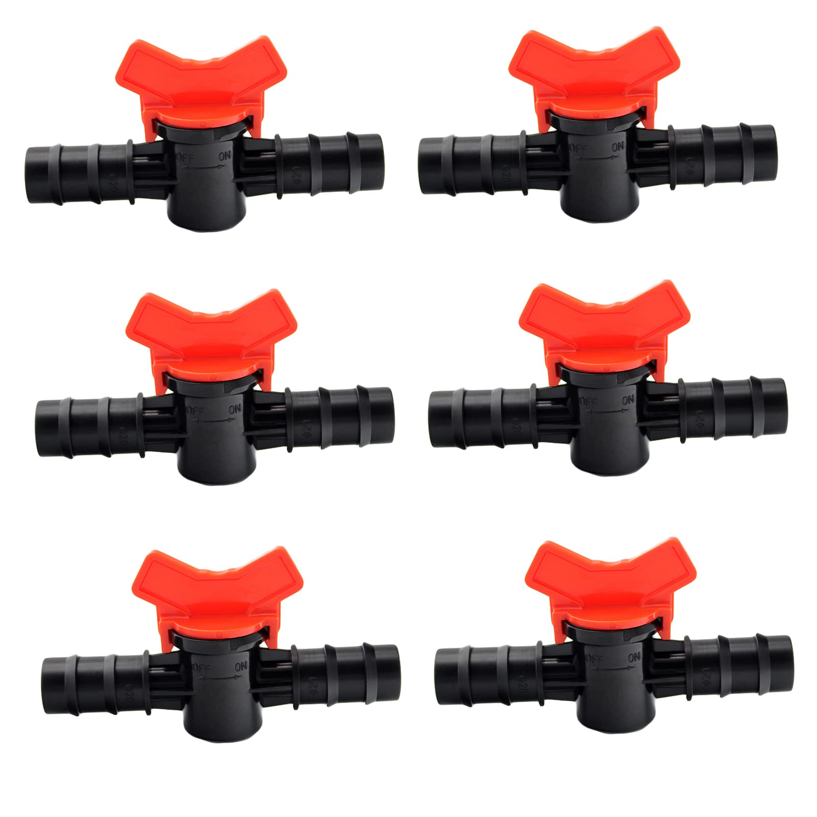 SHULLIN Pack of 6 PE Hose Valve Irrigation Lever Valve Shut-Off Valve 16 mm Garden Hose Switch Plastic Regulating Valve Plastic Shut-Off Valve Hose Irrigation Stop Valve