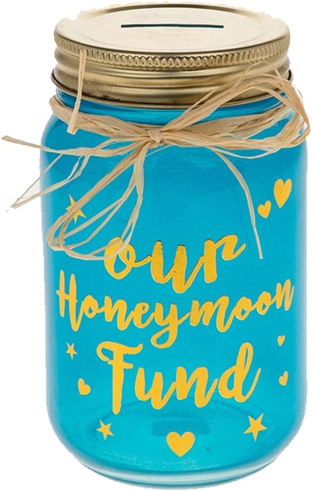 Glamorous Honeymoon Fund Jam Jar Money Box Gift