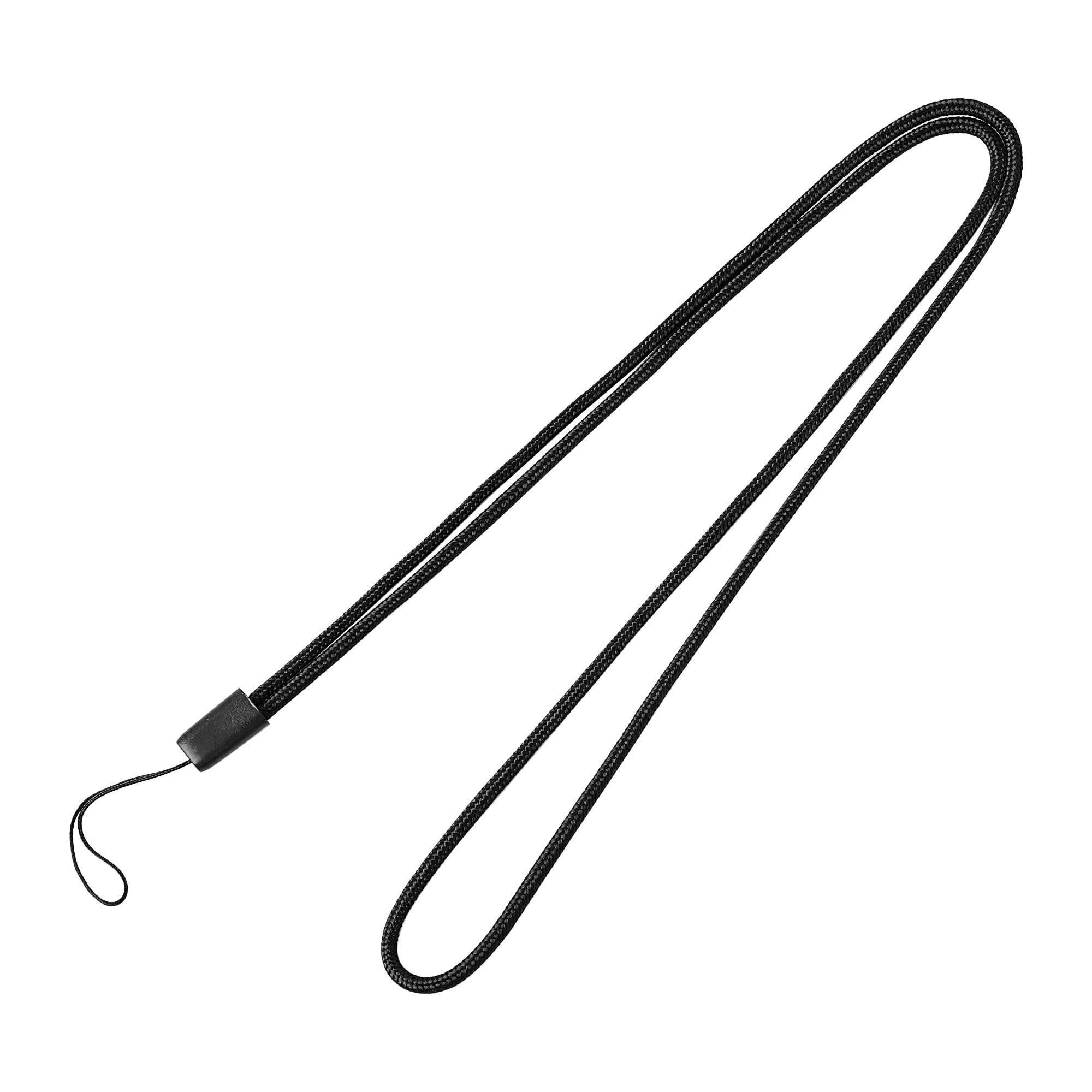uxcell Nylon Woven Lanyards, 18 Inches Round Neck String, 1 Pcs Thin Keychain Strap Lanyard for Keys Pen ID Camera Mobile Cell Phone Badges Holder Office, Black