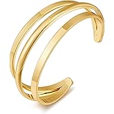 ENSKEFEN Gold Cuff Bracelet for Women Chunky Multi-layer Cross Wire Open Bracelet Hollow Wide Cuff Bracelets Adjustable Gold Open Cuff Bangle Bracelet