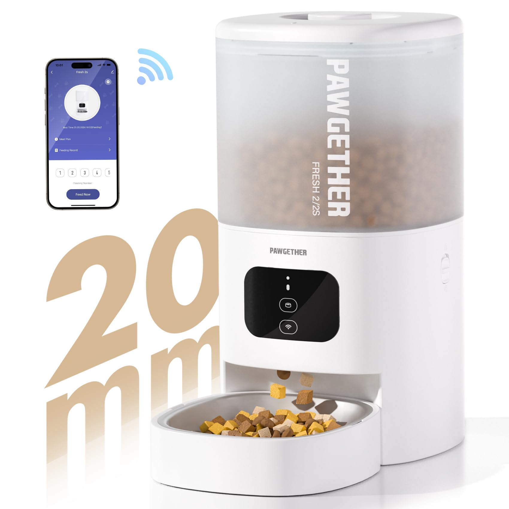 Photo 1 of PAWGETHER® Automatic Cat Feeder with App Control - 4L Timed Pet Feeder Clog-Free Suitable for Kibble up to 20mm Dog Food Dispenser with Stainless Steel Bowl, Auto Cat Feeder for Dry Food