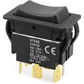 Hulyxayfave HY60B Push Button Switches, 6 Pins Rocker Switch | ON-Off-ON Arc Pushbutton Switch for Industrial Electric Power Tools and Machine Tool Equipment Control, 125/250V 20/15A