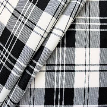 STOFFKONTOR Schottenkaro Modestoff Dekostoff Meterware Schwarz Weiss