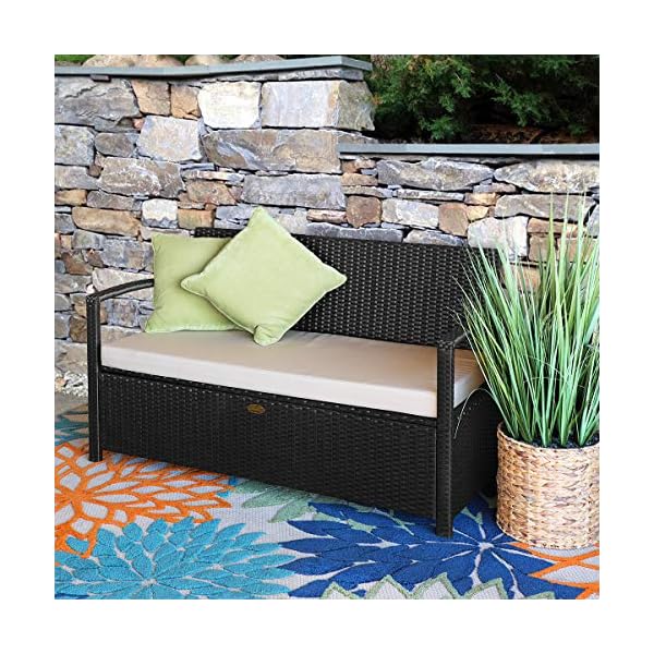 Barton Outdoor All-Weather Storage Bench with Backrest Armrest Patio