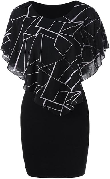 Plus Size Chiffon Dress,Clearance! AgrinTol Fashion Womens Casual Rose  Print O-Neck Ruffles Mini Dress