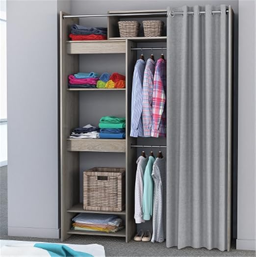 Amazon De Cravog Begehbarer Kleiderschrank Garderobenschrank Mit Vorhang Wascheschrank Stauraum