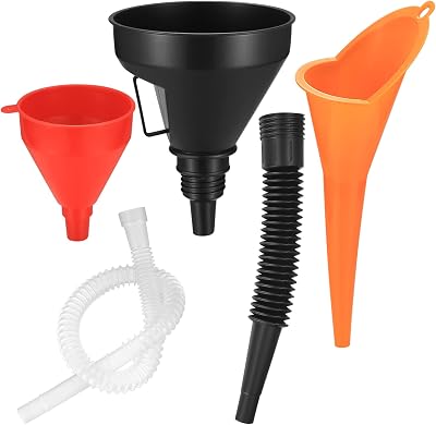 XiangJunly 3 Pcs Right Angle Flexible Plastic Funnel Set Red/Orange/Black