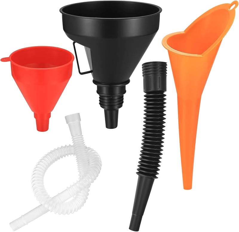 XiangJunly 3 Pcs Right Angle Flexible Plastic Funnel Set Red/Orange/Black