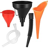 3 Pcs Automotive Funnels Set, Wide Mouth Fuel Funnels,Oil Funnel Set | Plastic Long Neck Oil Funnel,Flexible Right Angle Funnel,with Detachable Spout and Filter forWater/Gasoline/Coolant/EngineOil