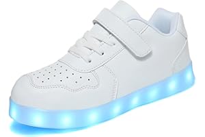 Wooowyet Kids LED Sneakers for Boys Hook&Loop Low Light Up Shoes LED Girls USB Recharging