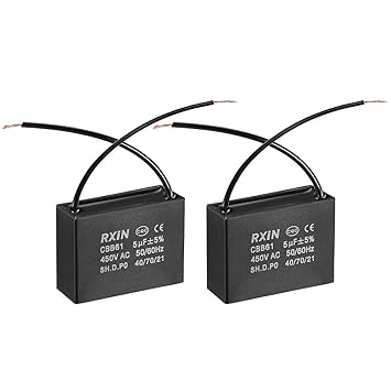 Uxcell Cbb61 Run Capacitor 450v Ac 5uf 2 Wires Metallized