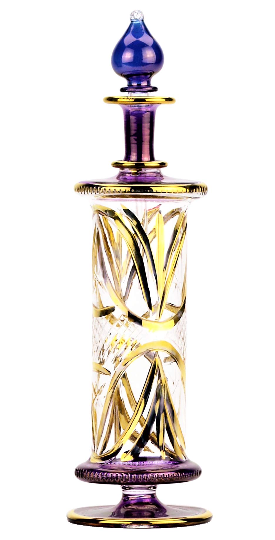 Photo 1 of NileCart Large Egyptian Perfume Bottles, Handmade Glass with Gold Accents, 120 ml, Decorative Fragrance Containers (Violet)