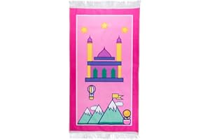 SKATTOOTH Kids Prayer Rug, Prayer Mat Padded, Cartoon Praying Rug for Children Gift, Ramadan Gifts (red)