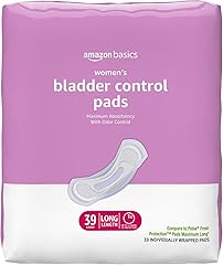 Amazon Basics Incontinence Pads for Women Long, Bladder Control, Postpartum, Maximum Absorbency, Unscented, 39 Count