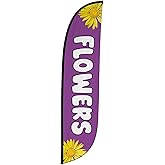 LookOurWay Feather Flag Banner - 12 Feet Tall Advertising Sign Swooper Flag Only, No Poles - Flowers Purple (10M1200631)