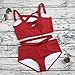 Prograce Women's Sexy Criss Cross High Waisted Bandage 2PCS Bikini Set, 2XL Wine