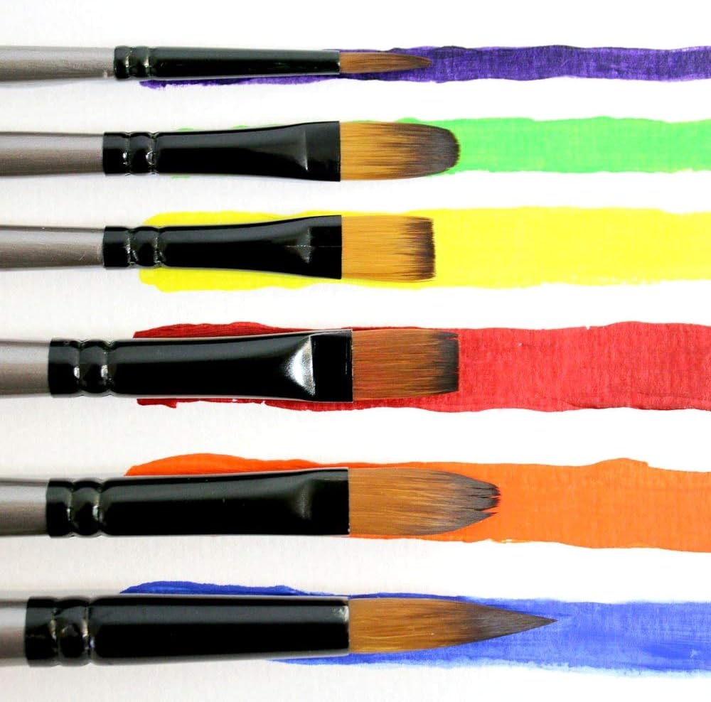 Mont Marte Gallery Series Acrylic Brush Set, 6 Piece. Selection of Synthetic Hair Paint Brushes Suitable for Acrylic Painting