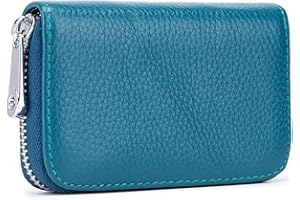 EASTNIGHTS RFID Credit Card Holder Genuine Leather Credit Card Wallet with Zipper