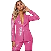 LEWIJO Glitter Womens Suit 2 Piece Sequin Suit Women Casual Elegant Sexy Sparkly Tuxedos for Wedding Guest