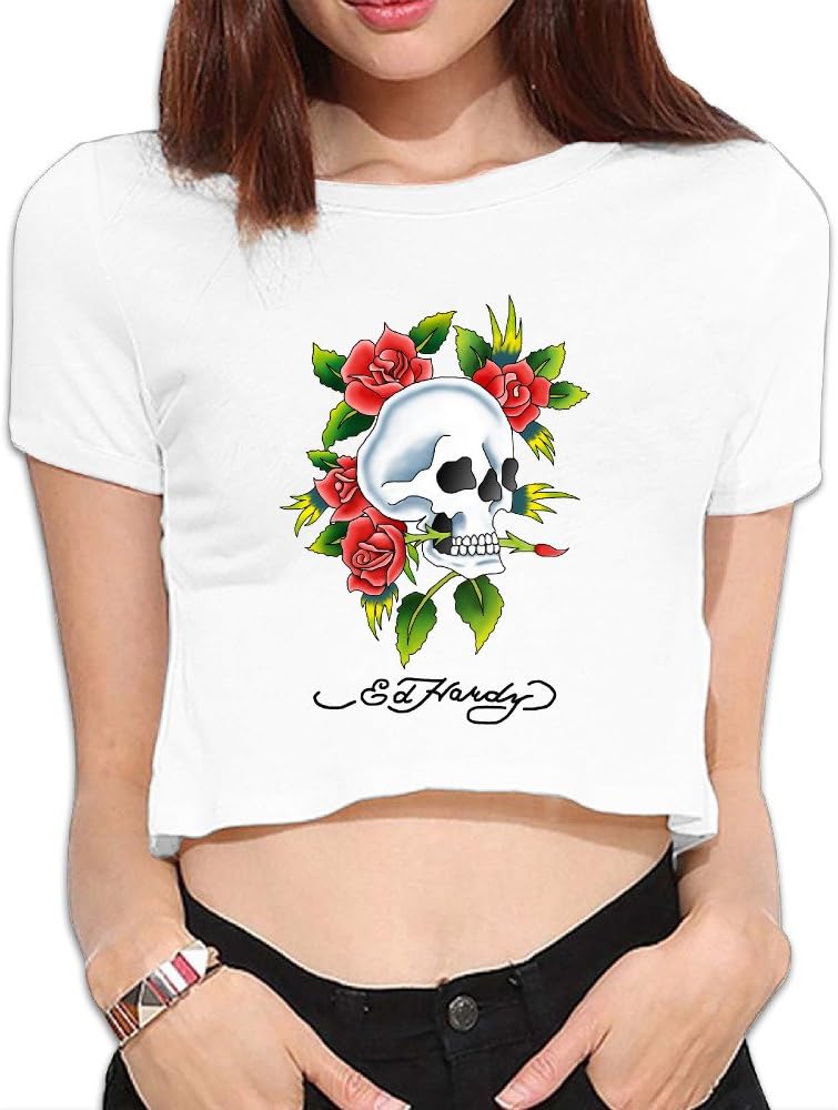 Custom Women Ed Hardy Star Cotton Crop Top
