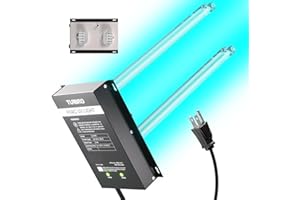 TURBRO 72W UV Sanitizer Lamp with Energy Saving Airflow Sensor, Ozone Free Ultraviolet Light, Air Purifier for HVAC Units and Ducted Systems, Direct Plug-in 120V, UV72PA