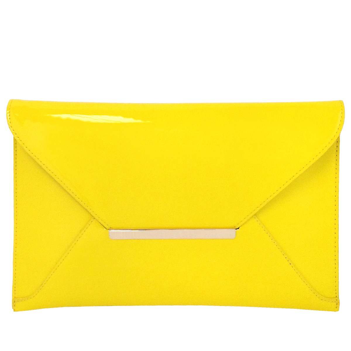 yellow patent clutch bag