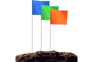 Zozen 100Pack Marking Flags, 60 Orange & 20 Green & 20 Blue, Writable | 15x4x5 Inch, Yard Flags for Lawn & Irrigation & Lands