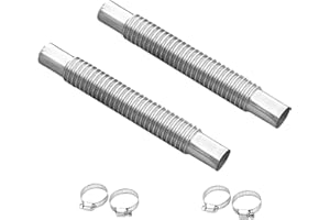 GENERIC Stainless steel spiral corrugated exhaust pipe parking heater exhaust hose diesel heater exhaust pipe with clamp (7.87 in/20 cm-2PCS)