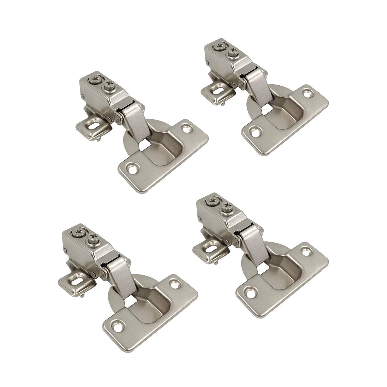 LIKERAINY 95Deg Full Overlay Face Frame Hinge 35mm with Hydraulic Damper for Cabinet Door Compact Soft Closing Short Mini Hinges for Cabinet Cupboard Wardrobe Pack of 4