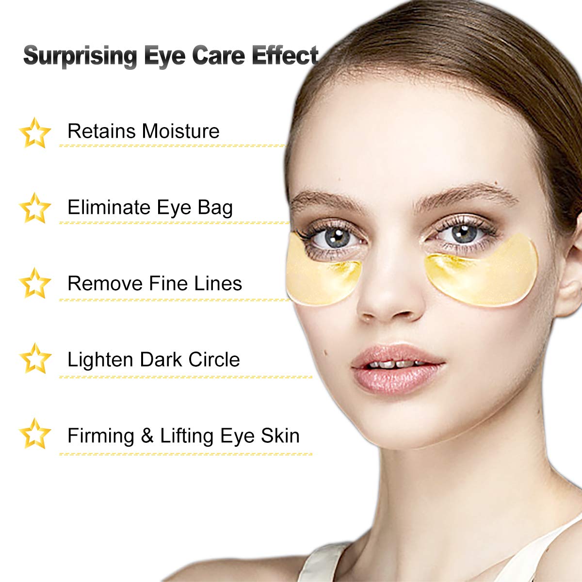 24K Gold Eye Treatment Mask Under Eye Patches Reduces Wrinkles and Puffiness Lighten Dark Circles Moisturizing and Anti Aging Eye Mask (30 Pairs) by SWLKG : Beauty