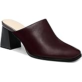 Trish Lucia Womens Chunky Stacked Heel Mules Closed Square Toe Heeled Slip on Clogs Casual Backless Loafers Shoes