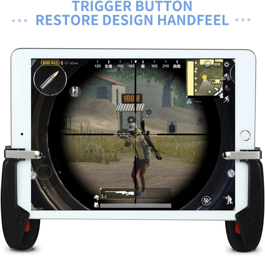 Mobile Game Controller for iPad, 4U Tablet Game Trigger Fire Button Aim Key Gamepad L1R1 Controller for PUBG/ Knives Out, Support 4.5-12.9 inch Tablet & Smartphone(1 Pair)