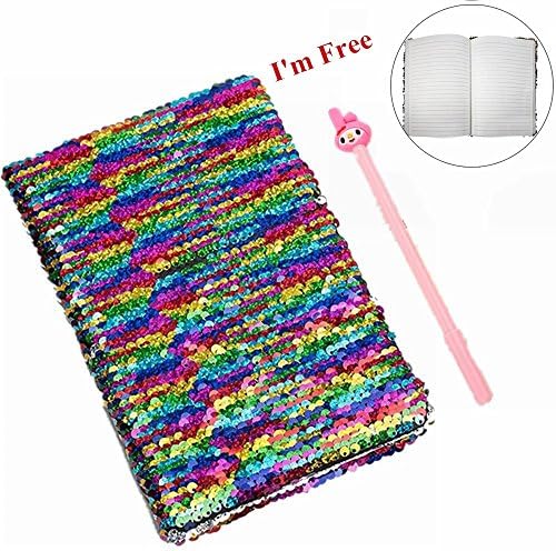 Reversible Sequin Journal Notebook Easily Change Rainbow to Silver for Kids Good Studying and Journal office notebook and Birthday or Christmas Gift