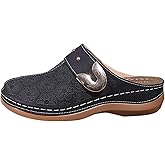 Clogs for Women Mules Shoes, Arch Support Comfortable Sandals for Women, Closed Toe Backless Low Wedge Slip on Shoes