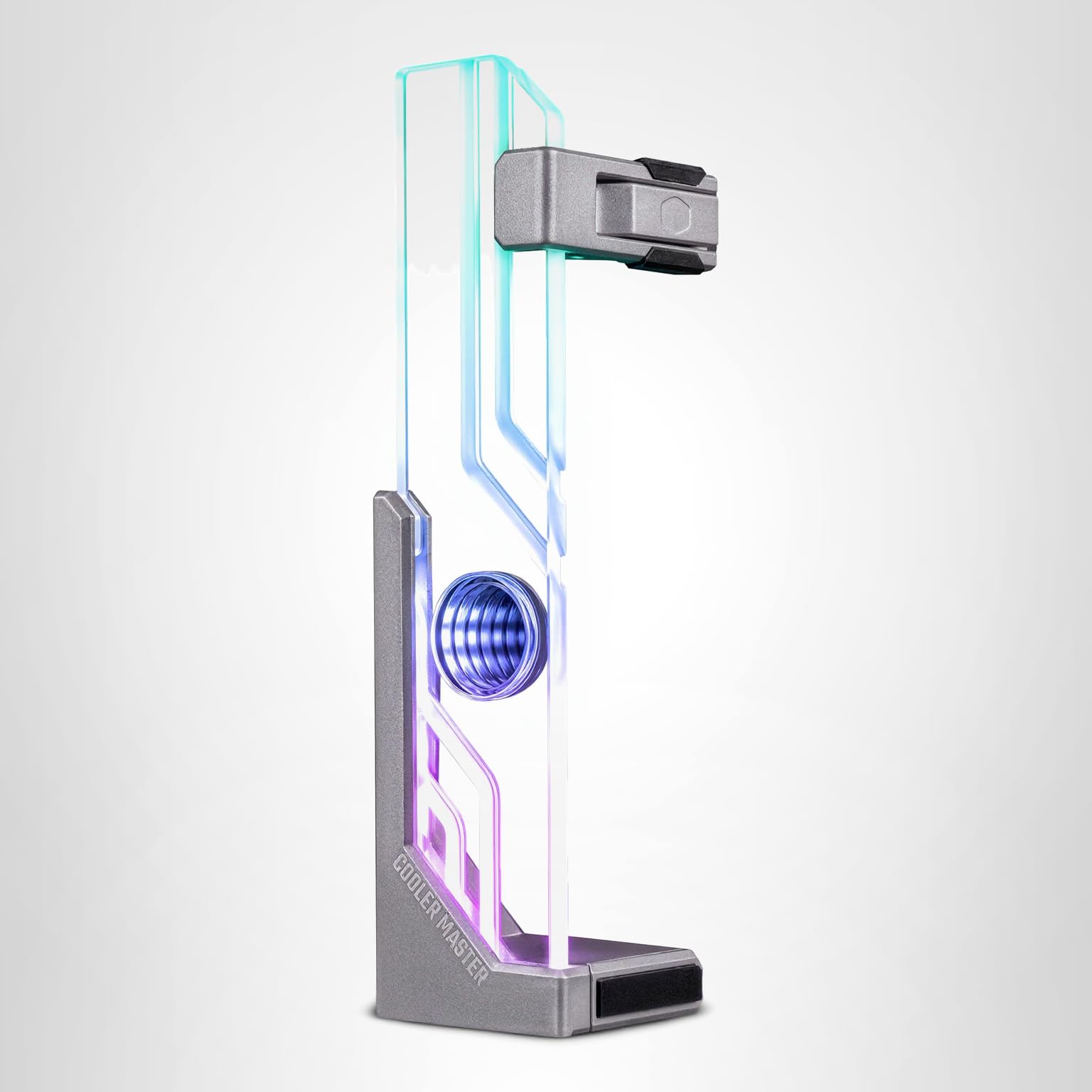 Cooler Master Atlas ARGB GPU Support Bracket, Aluminum Magnets Stand, Infinity Mirror Design, ARGB Tempered Glass, Up to RTX 4090 Support, Dual-Axis Mode Vertical | Horizontal.