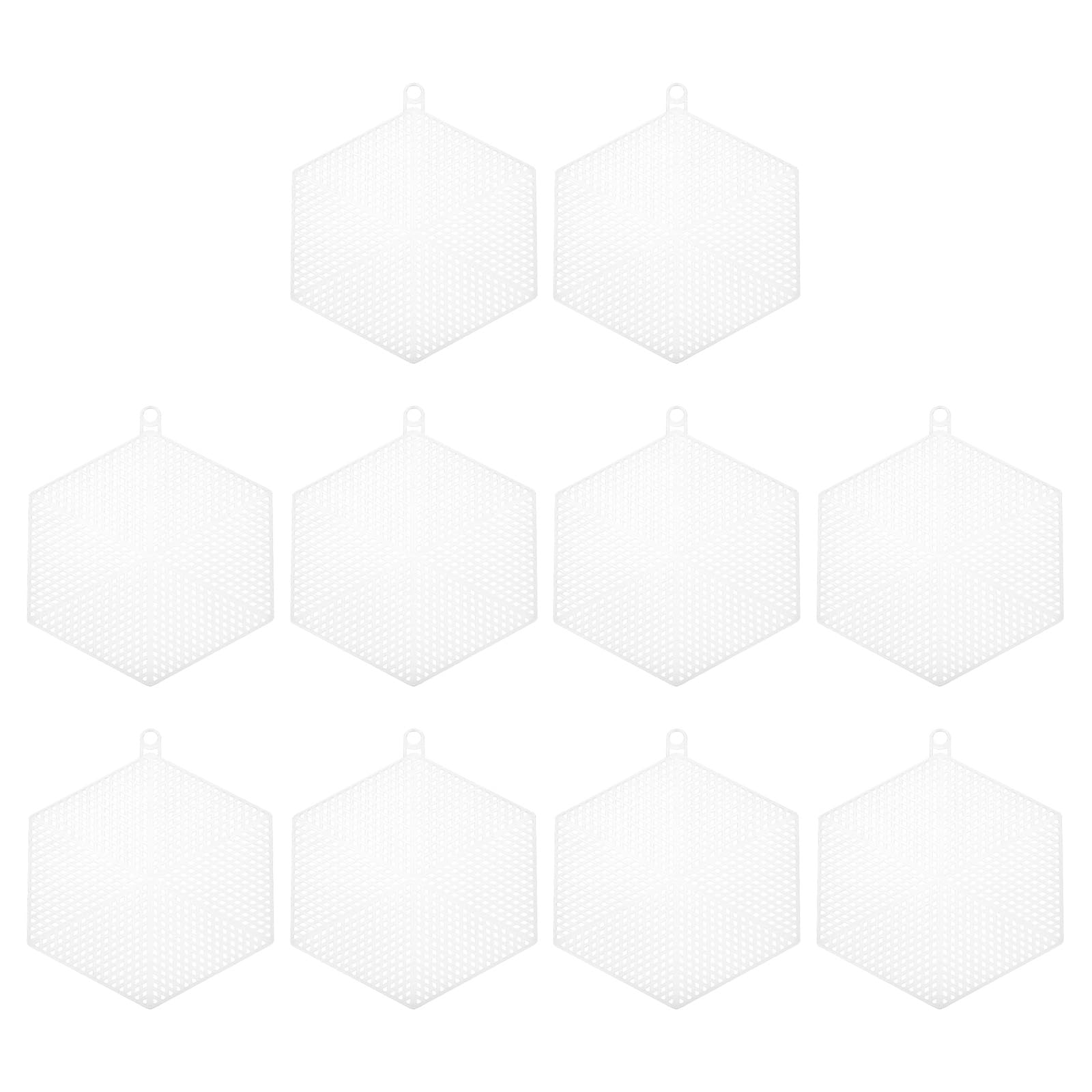 PATIKIL Plastic Mesh Canvas Sheets,10Pcs 5.97inch Cross Needlework Blank Yarn Crafting for Embroidery DIY Bookmarks Cup Mats, White, Hexagon Shape
