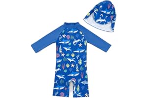 upandfast Baby/Toddler Swimsuit UPF 50+ Sun Protection One Piece Zipper Bathing Suit with Sun Hat Infant Beach Swimwear