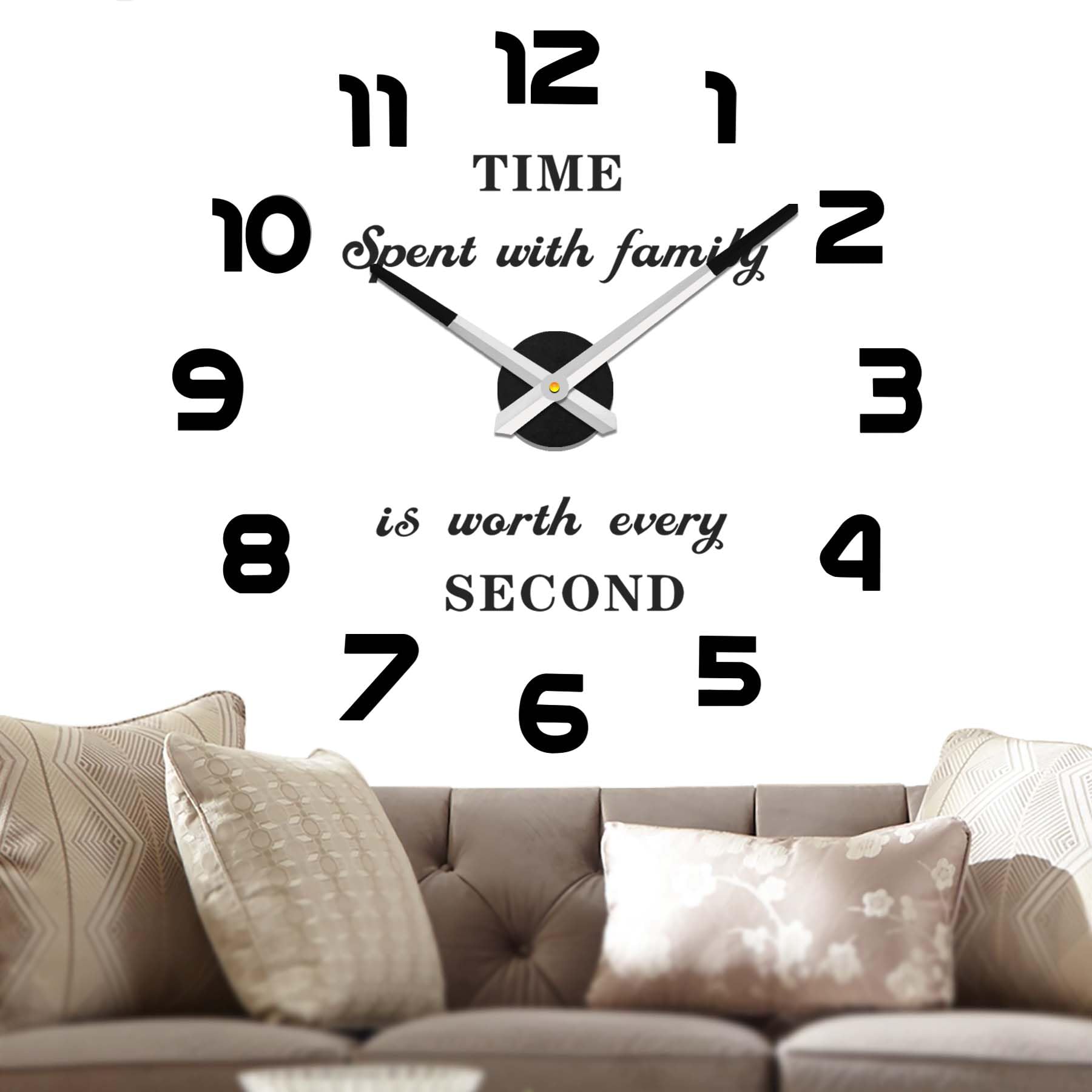 VANGOLD Modern Mute DIY Frameless Large Wall Clock 3D Mirror Sticker Metal Big Watches Home Office Decorations