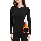 Witkey Women's Thermal Shirt Long Sleeve Base Layer, Fleece Lined Tops Lightweight Underwear for Cold Weather Running, Skiing