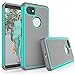 Tekcoo Google Pixel 2 XL Case, 2017 Google Pixel 2 XL Cute Case, [Tmajor] Shock Absorbing [Turquoise] Hybrid Combo Rubber Silicone Plastic Scratch Resistant Bumper Rugged Sturdy Grip Hard Cases Cover