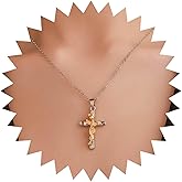 Andelaisi Boho Rose Cross Choker Necklace Vintage Cross Pendant Necklace Gold Flower Cross Chain Necklace Gothic Religious Christian Necklace Jewelry for Women