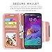 Galaxy Note 4 Case, with Screen Protector, TPU + Leather Bling Glitter Flip Wallet Case with Kickstand Credit Card Holder Slot for Girls/Women for Samsung Galaxy Note 4, Rose Gold
