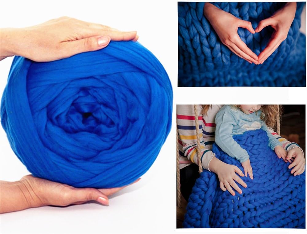Arm Knitting Yarn Chunky Wool Yarn Bulky Wool Yarn Giant Knit Yarn Extreme Knitting (2.2lbs/1kg, Royal Blue)